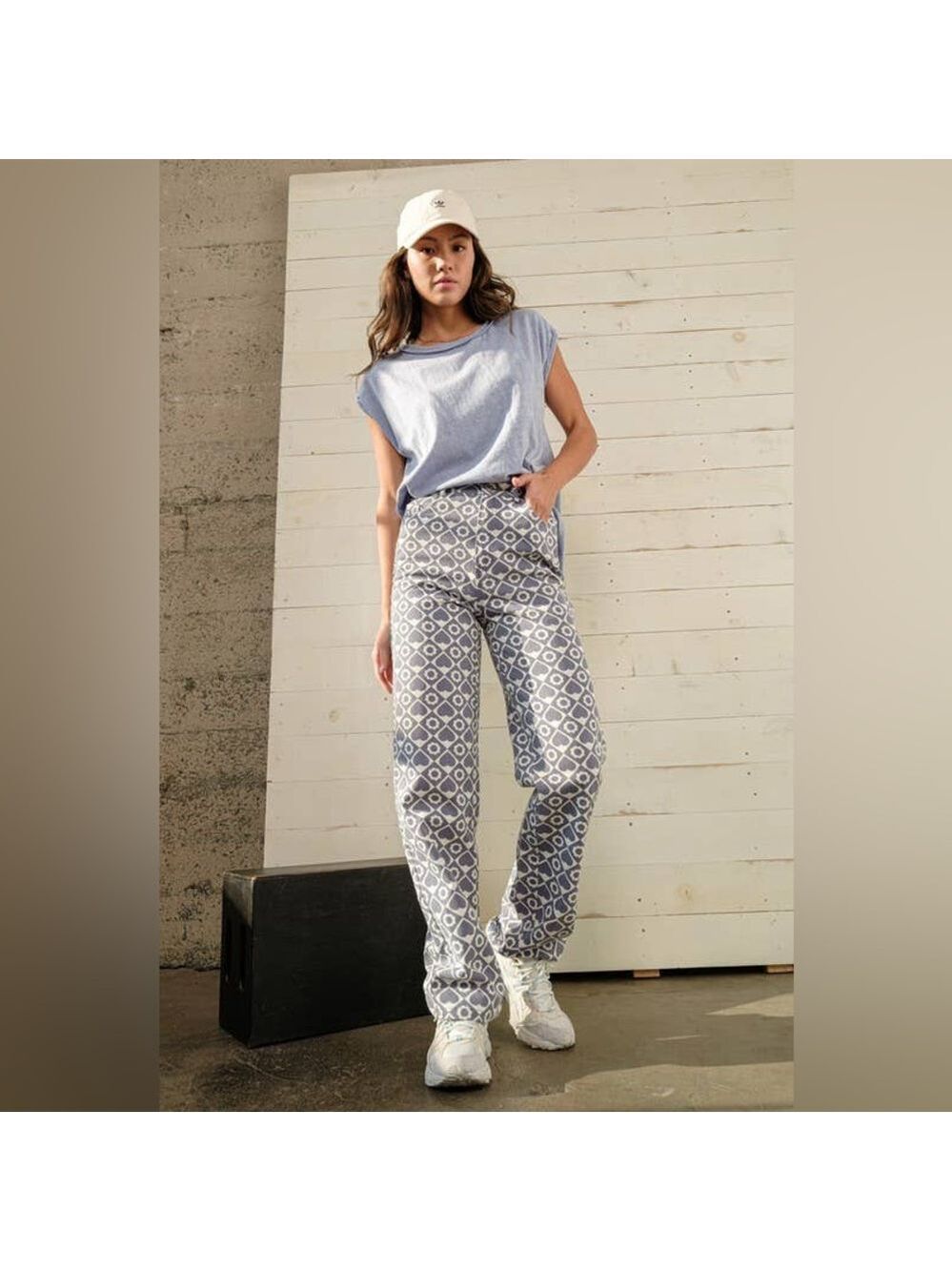 Papermoon remi check heart cotton pants Medium 5 pocket high rise NEW NWT - Picture 6 of 16
